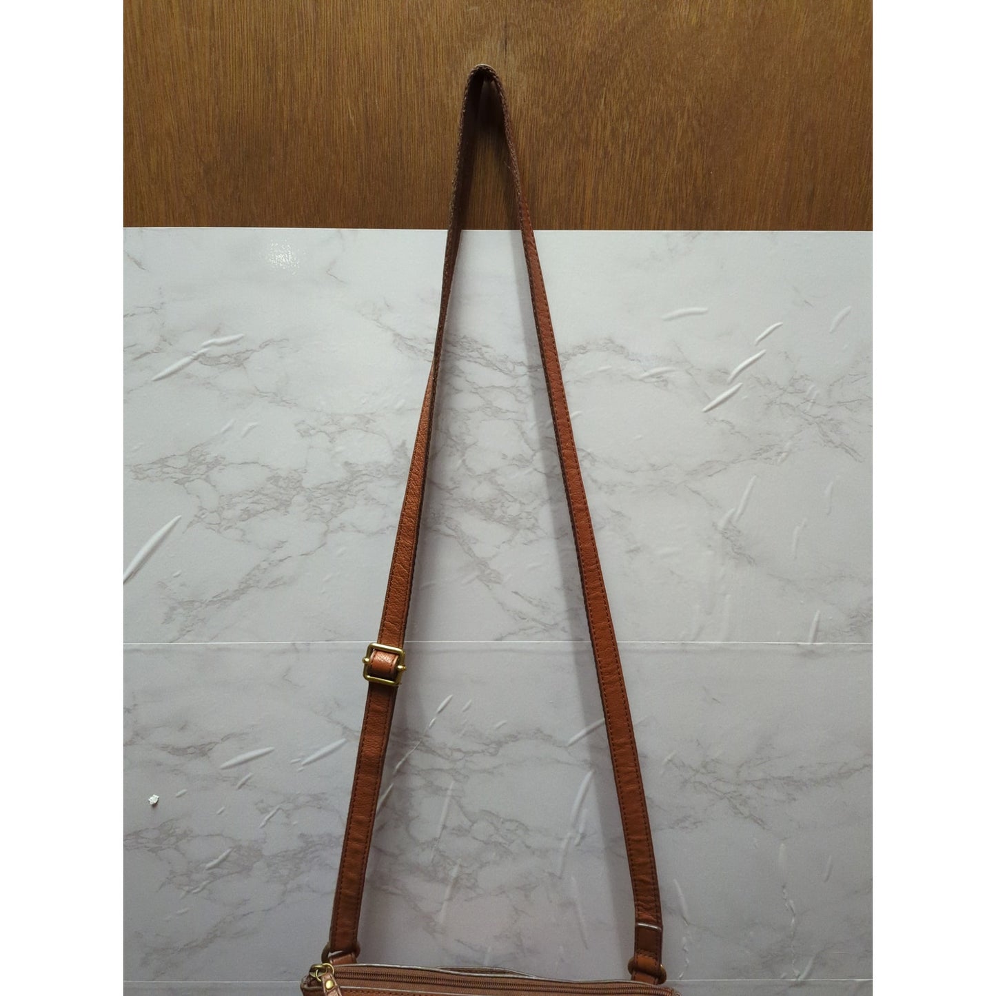Fossil Heritage Brown Tan Leather Crossbody Organizer Messenger Bag