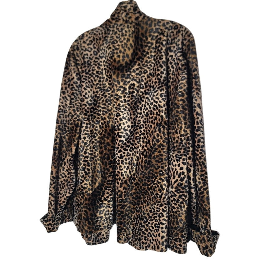 Connected Woman Leopard Cheetah Print Open Front Jacket 2X