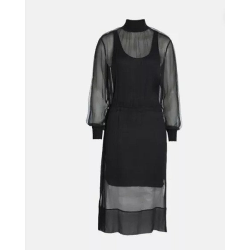 Rag & Bone Dinah Silk Shift Dress in Black Size SMALL 2pc Textured Tank Slip
