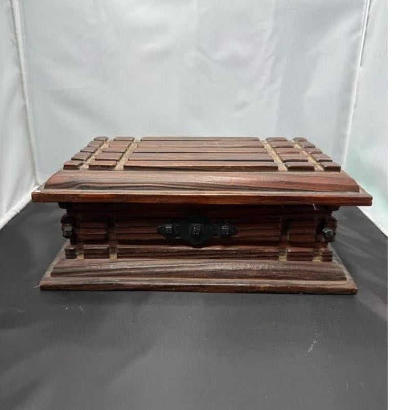 Vintage Wooden Jewelry Trinket Chest Box Keepsakes Stash Spain Rustic Carved