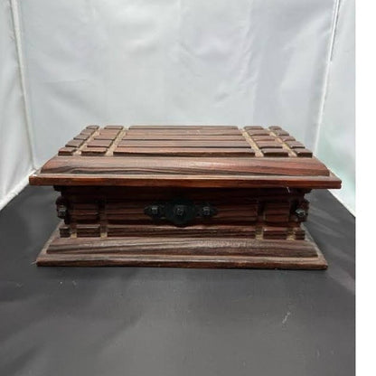 Vintage Wooden Jewelry Trinket Chest Box Keepsakes Stash Spain Rustic Carved
