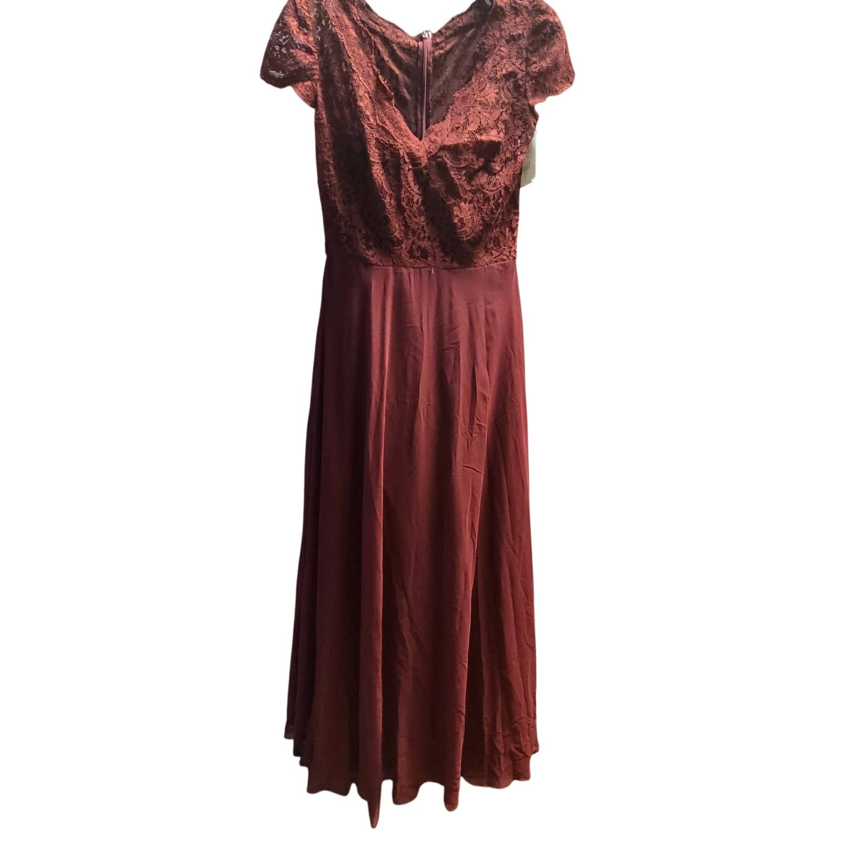 Js Collections Burgundy Wine size 8 formal maxi dress Lace cap sleeve