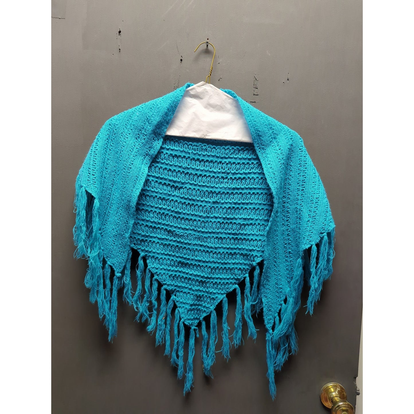 Vintage BOHO Teal Blue dress Maxi dress /Shawl Mexican Wedding Pintuck 2 pc Set