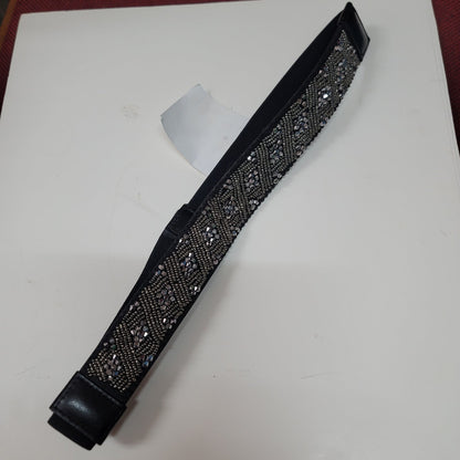 INC International Concepts Sequin Beaded Stretchy Belt PEWTER Large