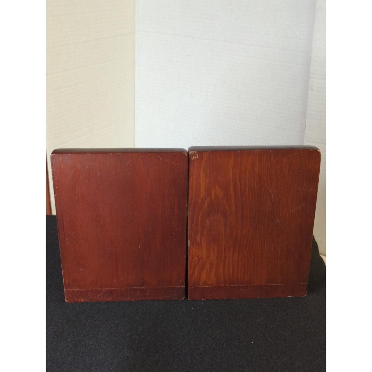 Vintage Wood Owl Bookends Decoupage Art Pair Library Bookshelf
