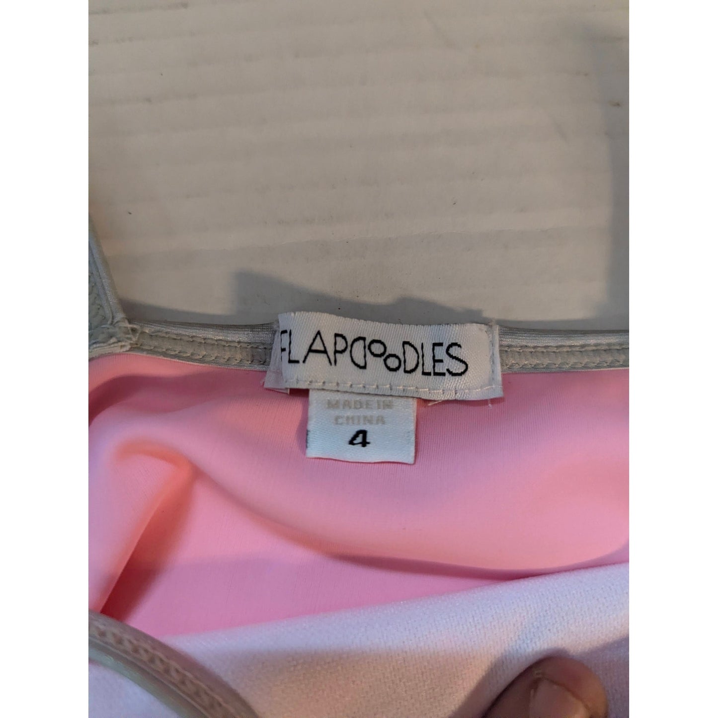 NWT Flapappyles Girls Pink & Silver Zebra Swim Dress Size 4 Swimsuit One Piece
