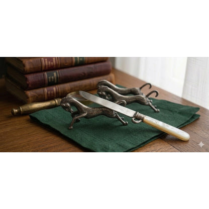 Vintage Galloping Horse Knife Rests Set of 3 Silverplate Figural Art Deco Style