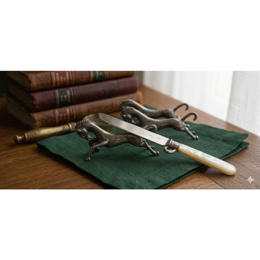 Vintage Galloping Horse Knife Rests Set of 3 Silverplate Figural Art Deco Style