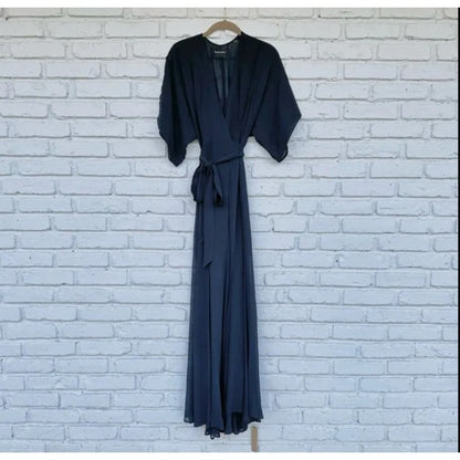 Reformation Winslow Black Wrap Maxi Dress XS NEW Sheer Flowy butterfly Sleeve