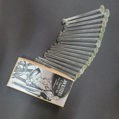 Jocksters 16 Vintage glass highball stirstick  jockstrap box swizzle stir stick