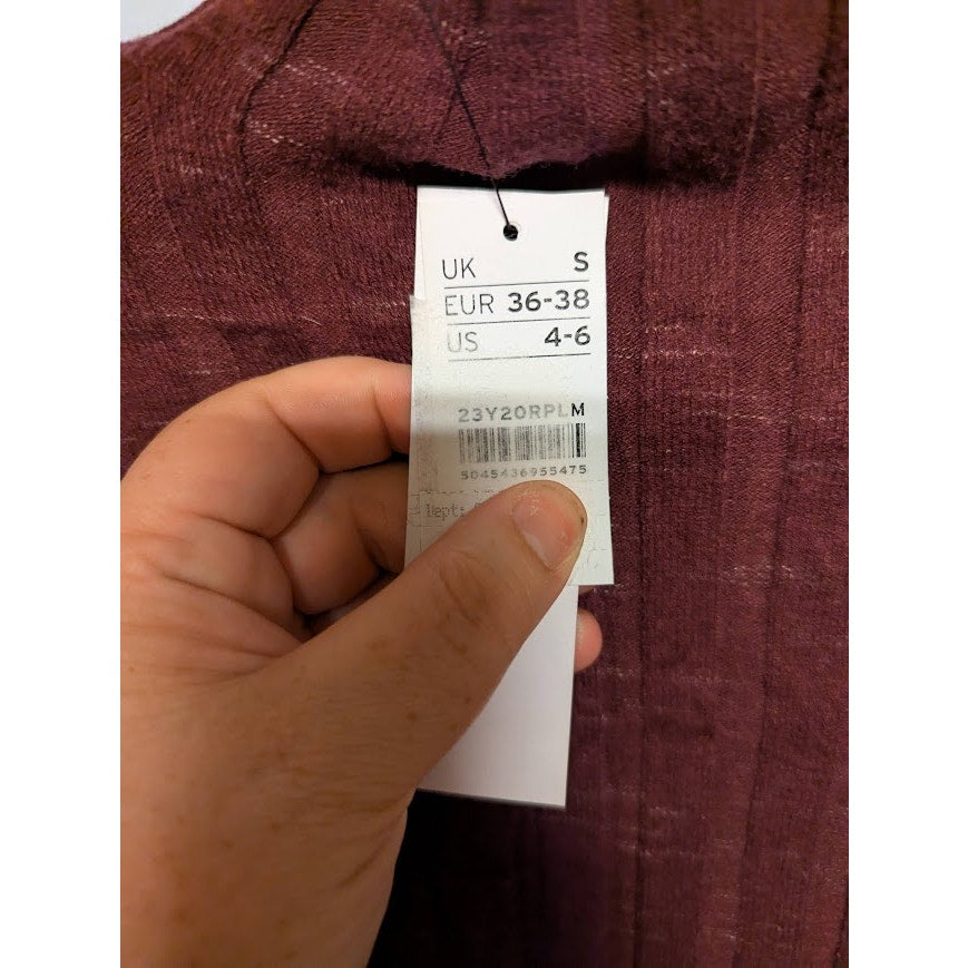 Topshop size Small 4-6 Burgundy Mock Neck Long Sleeve Ribbed sweater