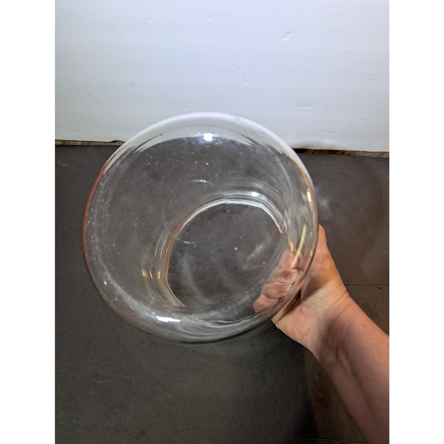 Large 8" tall cookie biscuit jar storage clear glass no lid vintage APOTHECARY