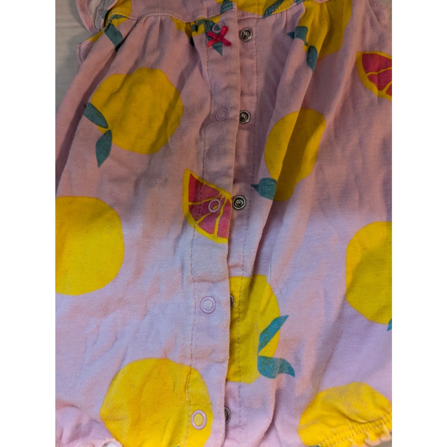 Carter's Pink Lemon Print Sleeveless Sun Romper Snap Front Summer Outfit 9M