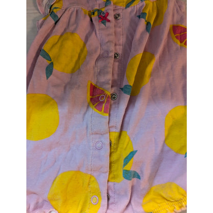 Carter's Pink Lemon Print Sleeveless Sun Romper Snap Front Summer Outfit 9M