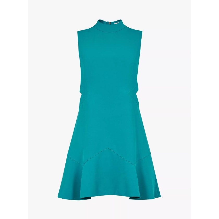 TED BAKER Size 4 Women’s Cormier Turquoise Cut Out Fluted Shift Dress NEW Blue