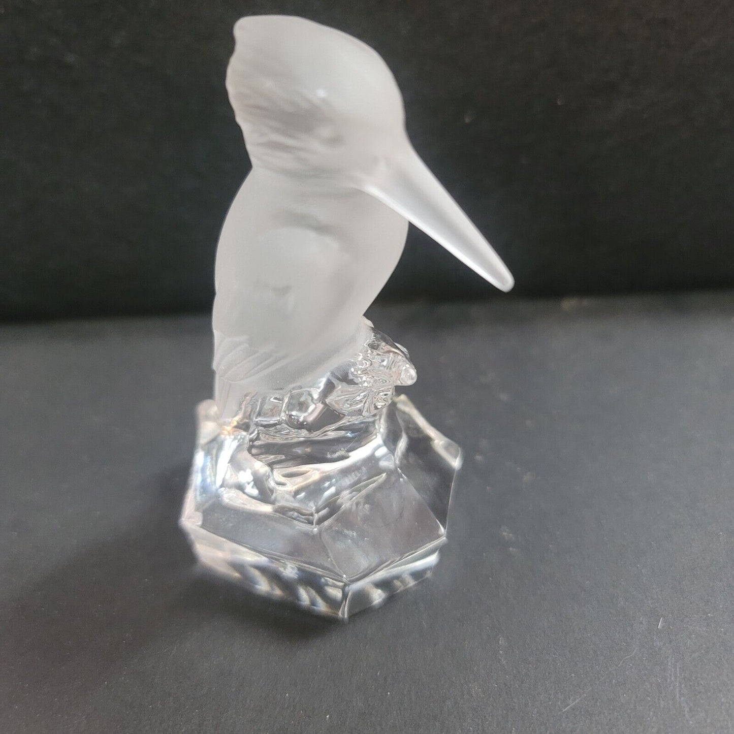 Nachtmann Goebel KINGFISHER BIRD frosted clear Glass Figurine Signed 24% Lead