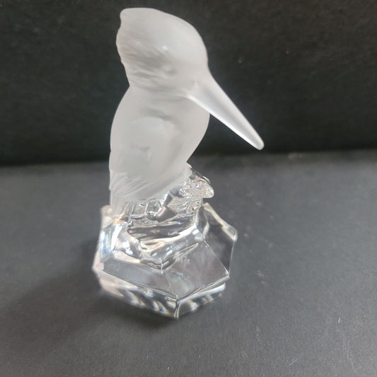 Nachtmann Goebel KINGFISHER BIRD frosted clear Glass Figurine Signed 24% Lead