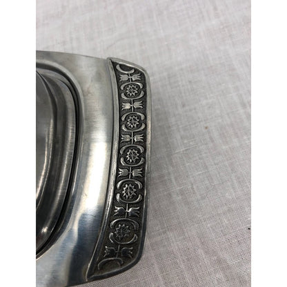 Vintage Mid Century Modern Butter Dish Silver Metal Stainless Steel Japan Retro