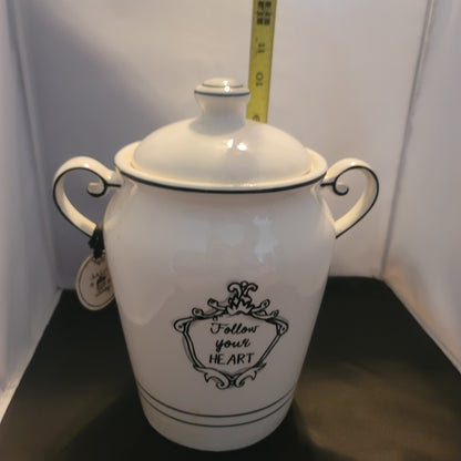 Katie Mandy Ceramic Follow Your Heart Canister Jar Shabby Chic French Country