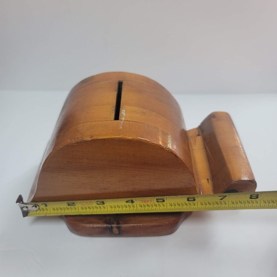 Vintage handmade wood SNAIL bank Piggy 2 pc. pedestal UNIQUE gift