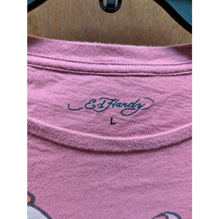 Ed Hardy Dagger through Heart Burgundy Crop Top Size Large NWT