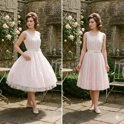 Palm Fashions Vintage 1960's Pleated Sun Dress Pink Small Lightweight
