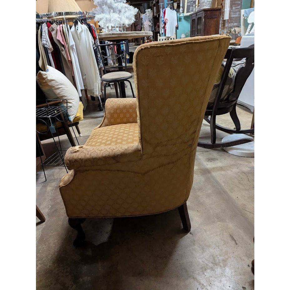 SECONDHAND SANDIES: gold fabric wingback chair VINTAGE
