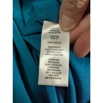 Halston Heritage Turquoise Blue Sleeveless Layered Tie-Neck Maxi Gown Dress 16