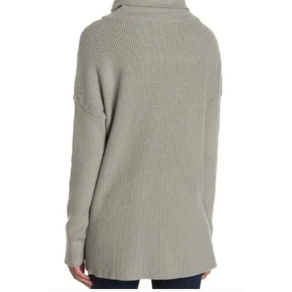Devotion By Cyrus Cowl Neck Sweater Putty Grey Size XS High Low Knit Long Sleeve