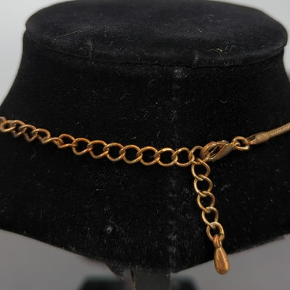 Vintage Necklace statement red green goldtone serpentine snake chain pendant