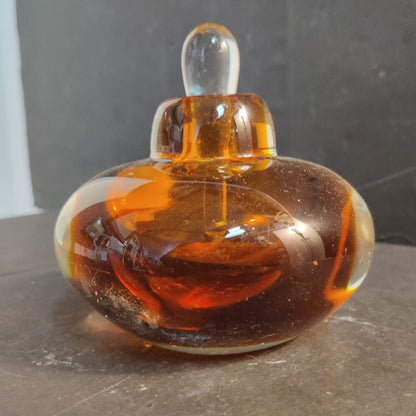 Vintage Houbigant Sommerso Art Glass Perfume Bottle Amber Topaz Signed Base