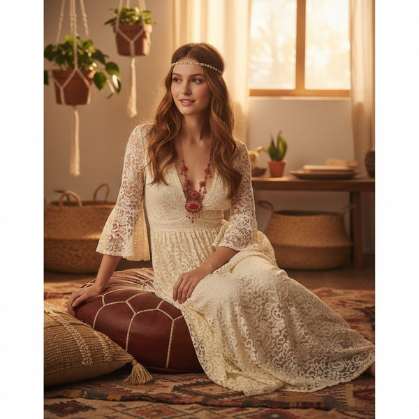 Vintage Red Cabochon Festoon Necklace Victorian Revival Gold Tone