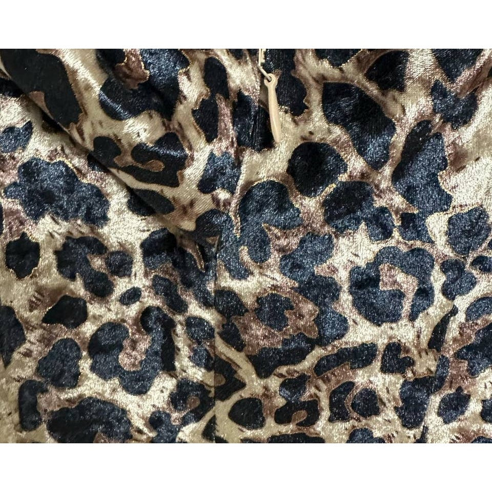 Lavish Alice Cold Shoulder Crush Velvet Cocktail Sheath Dress Sz 10 Leopard NWT