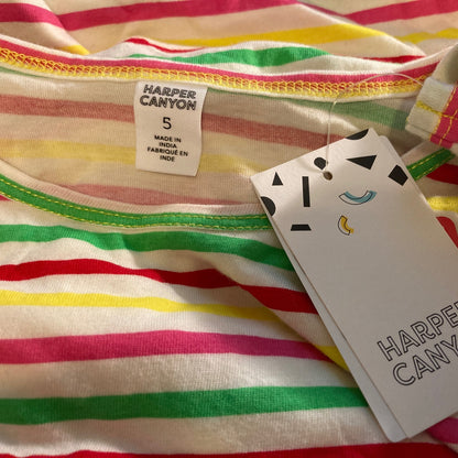 Harper Canyon Girls Kids Striped Long Ruffle Sleeve Dress Multicolor Size 5 NWT