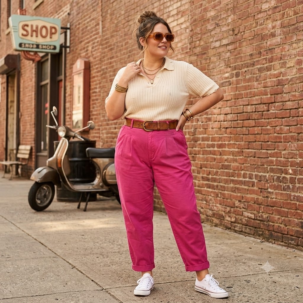 VINTAGE Pleated Cuffed High Waist MOM Ankle Pants Pink 100% Cotton Size 12
