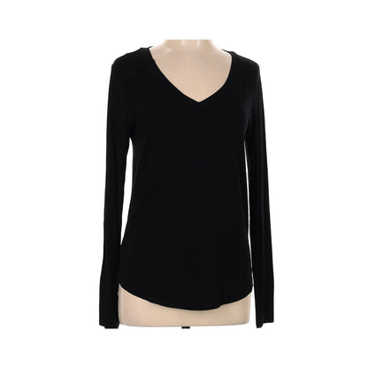 Nordstrom V-Neck Stretch Long Sleeve Pullover Top Size Small in Black NWT
