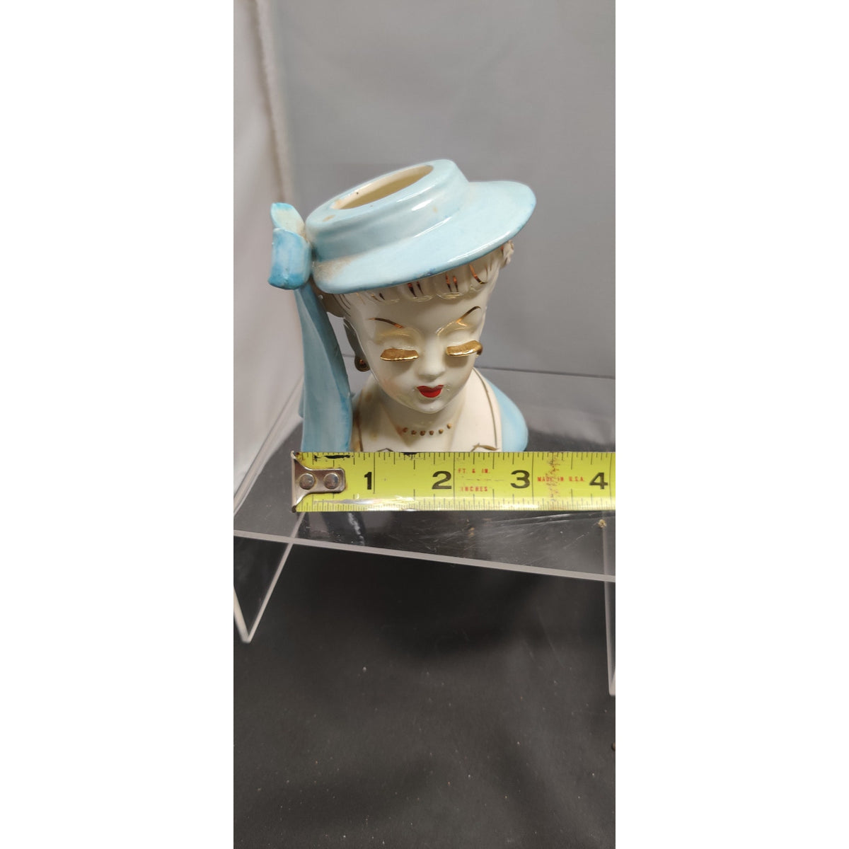 Vintage Irice Japan Lady Headvase Blue Hat Mid Century Kitsch Retro Collectible!