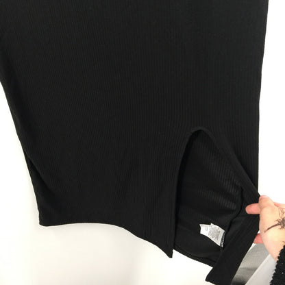 Abound Ribbed Knit Mock Neck Long Sleeve Slit Midi Sweater Dress MEDIUM