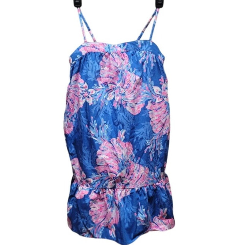 Lilly Pulitzer Girls Sleeveless Alessia Floral Dress Childs XL Blue Pink