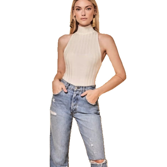 Reformation Isabel Turtleneck Sleeveless Bodysuit Extra Small XS New White NEW
