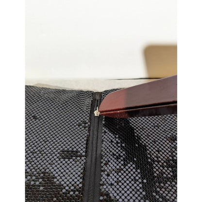 Vintage La Regale Black Metal Mesh Folding Envelope Clutch Zipper Tab Missing