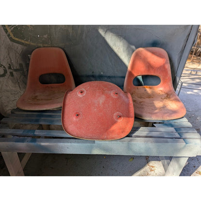 Set of 3 Vintage Red Chairs no base KRUEGER Green Bay MCM Eames Era NEEDS WORK