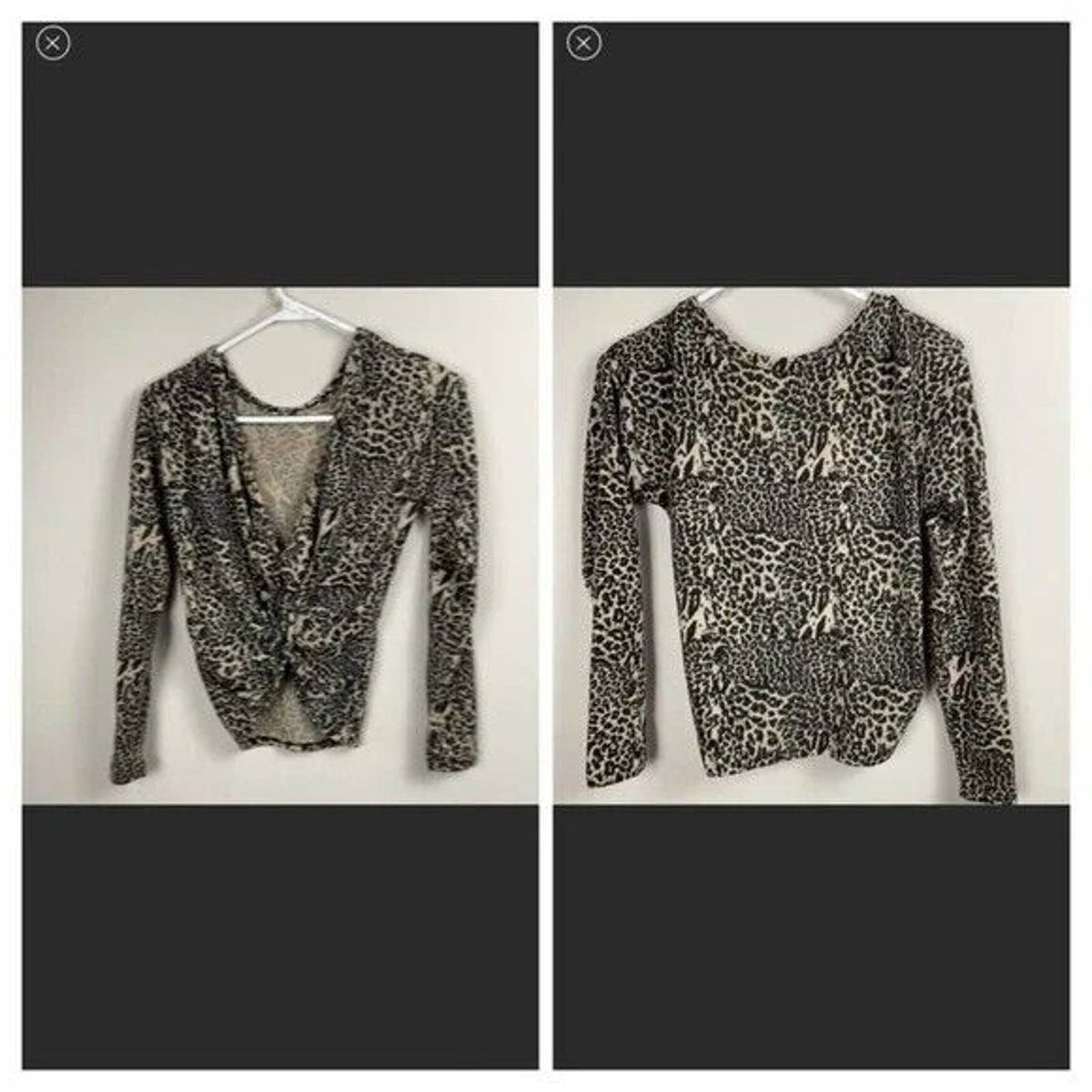 Poof Women Fleece V-neck Twist Top Sweater Size Large Animal Print NWT