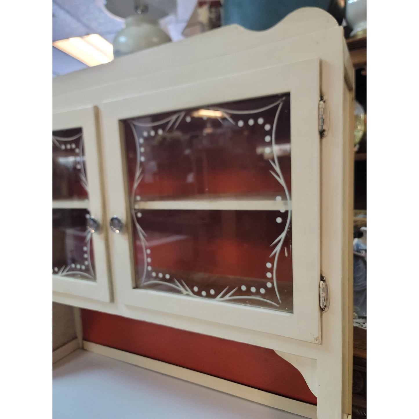 Secondhand Sandies 2 pc. Antique kitchen Hoosier porcelain top cabinet cupboard