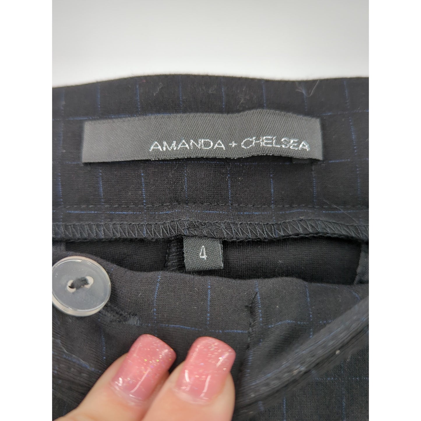 Amanda + Chelsea Women's Charcoal Gray Blue Check Flat Front Dress Pants 4