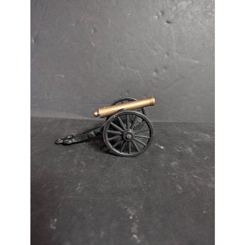 Vintage Cast Iron Brass MFCO Cannon Wheels Battlefield Pull behind Miniature 1/3