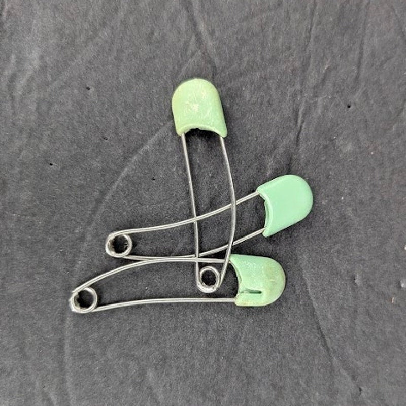 Vintage Pastel Green Diaper Pins Oversized Safety Pins Set of 3