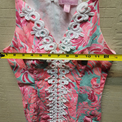LILLY PULITZER Size 00 Pink Love Birds Pearl Shift Dress XXS Summer Casual NICE