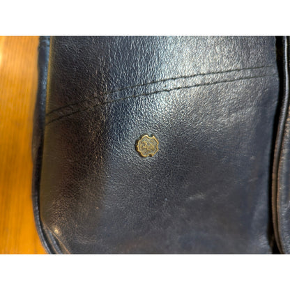 Vintage Dooney & Bourke Navy All Weather Leather Saddle Crossbody Bag Brass Fob