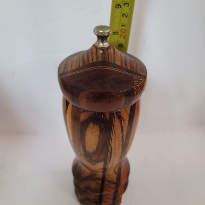 Exotic Marquetry Wood Pepper Grinder top Mill fine/course 8" vintage hand crank
